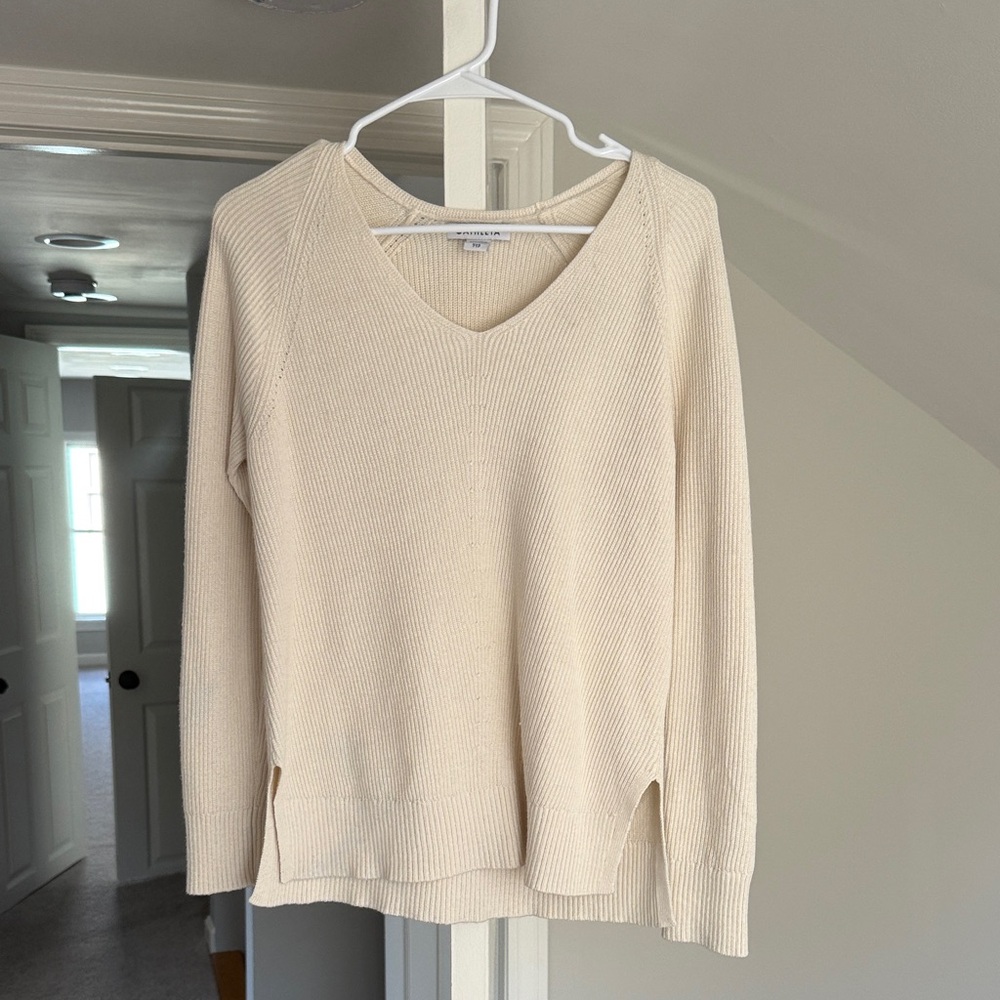 Athleta Hanover Cream V-Neck Sweater